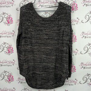 Volcom sweater knit crochet heathered grey black Charcoal Women's Sweater